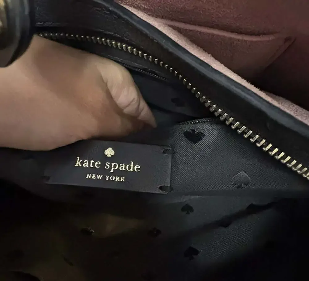 Kate Spade New York Talia Small Triple Compartment Black Leather Shoulder Bag
